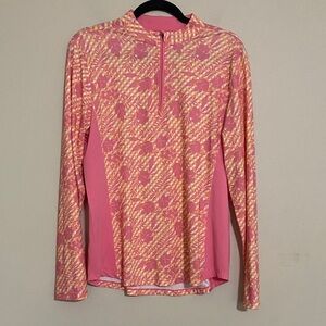 TGW Pink and Yellow Patterned Women's performance top women L training outdoor